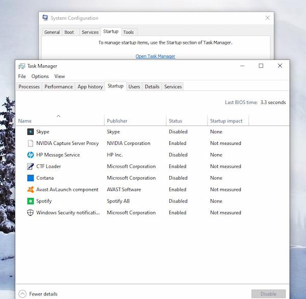 Windows 10加速 Click在上方的 「啟動」，將不常用的軟體取消勾選。