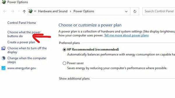 Windows 10加速「選擇按下電源按鈕時的行為」。